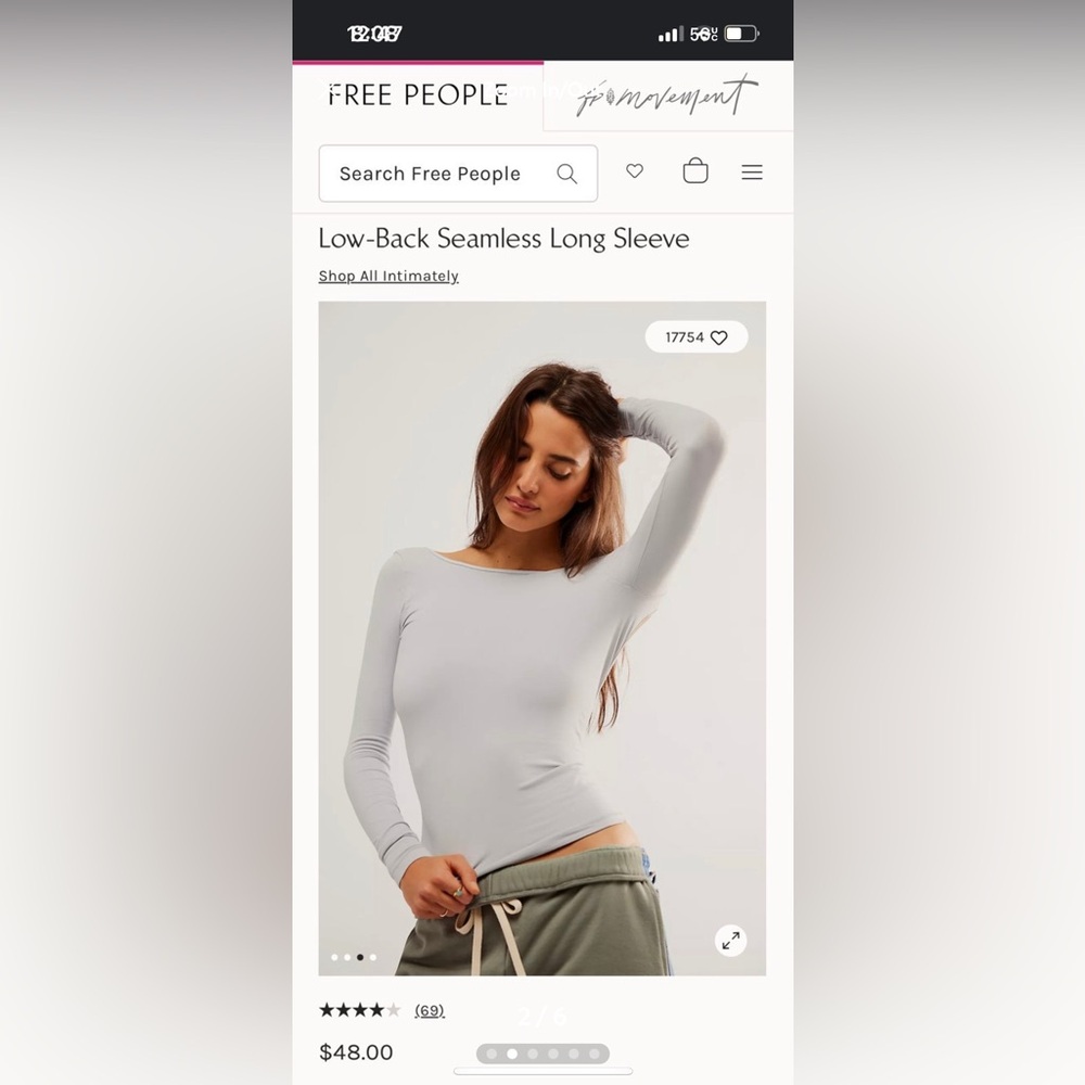 Free people low back seamless long sleeve